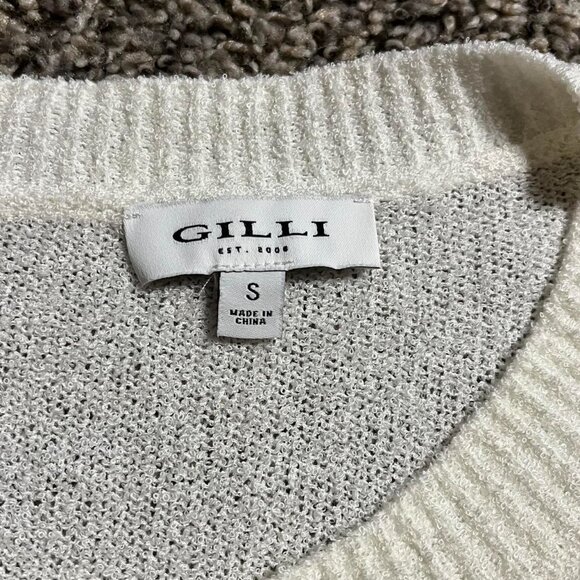 Cactus Cutout, Nubby Boucle Fabric Women Oversized Small White LS Pullover - Picture 3 of 8